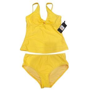 NEW Jones New York Tankini Yellow Two Piece Swimsuit Size S